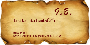 Iritz Balambér névjegykártya